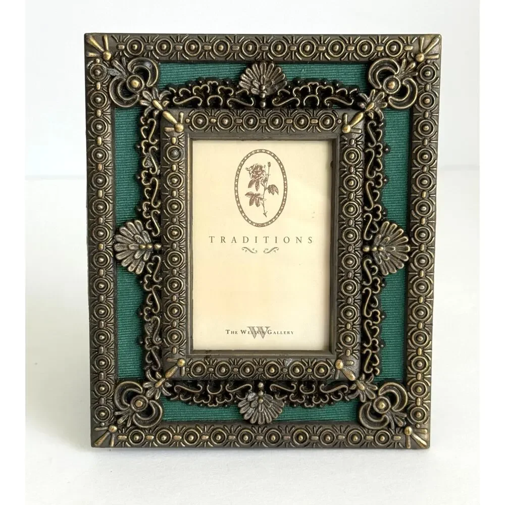 VTG Weston Gallery Ornate Bronze Metal Filigree Tabletop Picture Frame 4x5 Outer